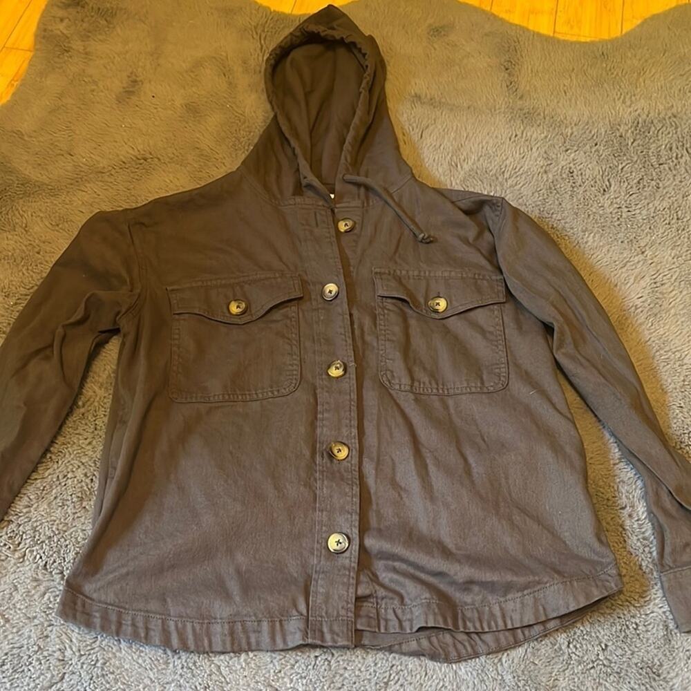 Gray Utility Jacket with Hood